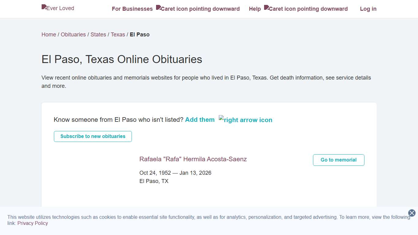 El Paso, Texas Online Obituaries | Ever Loved